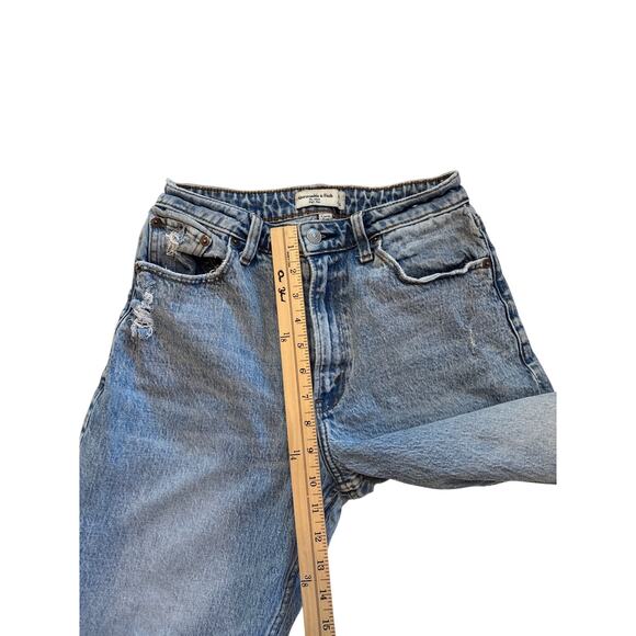 Abercrombie & Fitch Jeans Womens 6 Blue Acid Wash The Mom High Rise Curve Love - Picture 9 of 10